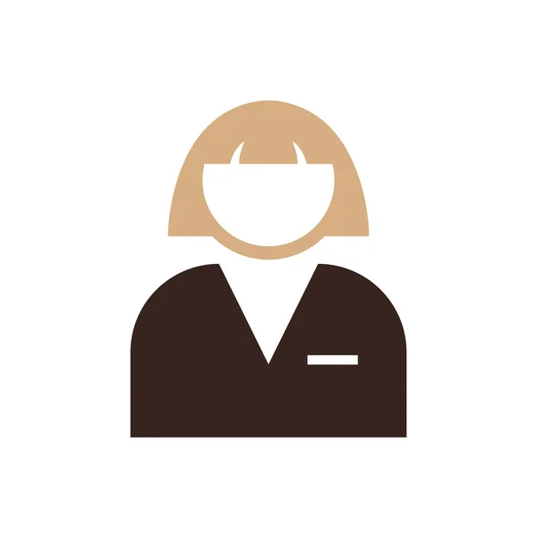 Γυναίκα avatar επίπεδη εικόνα και το λογότυπο καφέ χρώμα — Διανυσματικό Αρχείο