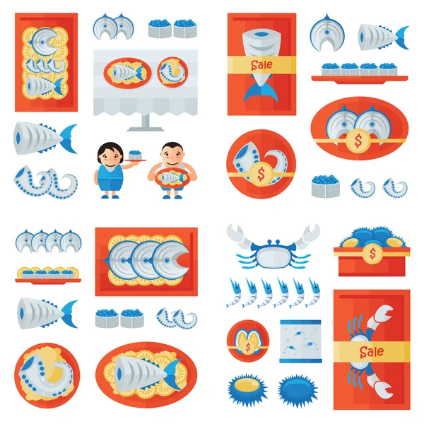 Diseño vectorial infográfico de mariscos frescos Ilustración De Stock