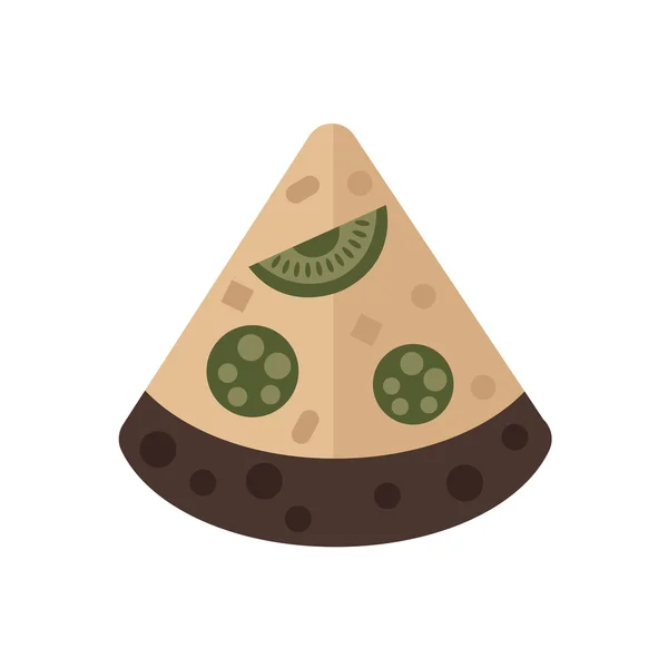 Rebanada icono de pizza marrón — Vector de stock