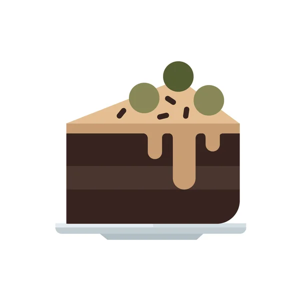 Ikona płaskie ciasto na kolor brązowy danie — Wektor stockowy