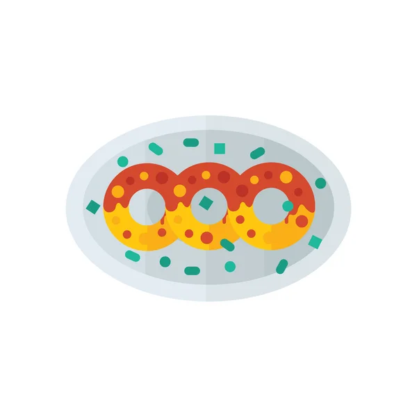 Donut vector on dish yellow color — Stock Vector