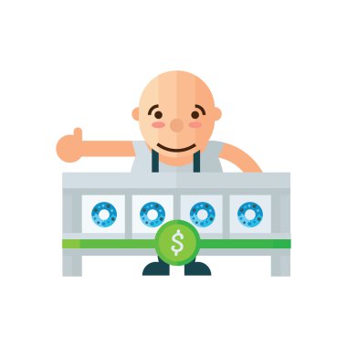 Çörek vektör ve bir adam mavi, yeşil renk