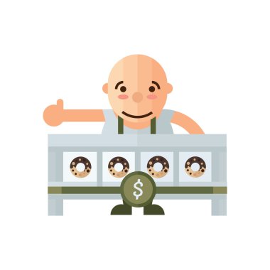 Çörek vektör ve adam kahverengi, yeşil renk