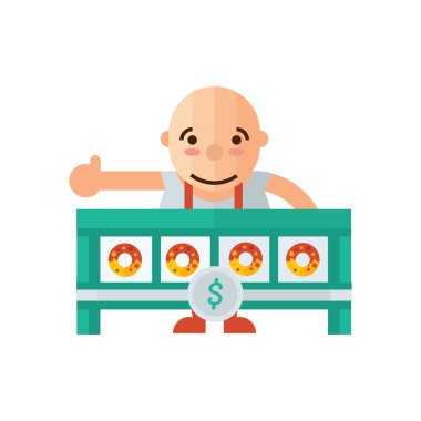 Çörek vektör ve bir adam sarı, yeşil renk