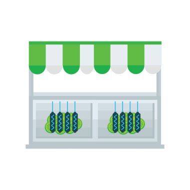 Sosisli sandviç Dükkanı karikatür yeşil, mavi renk