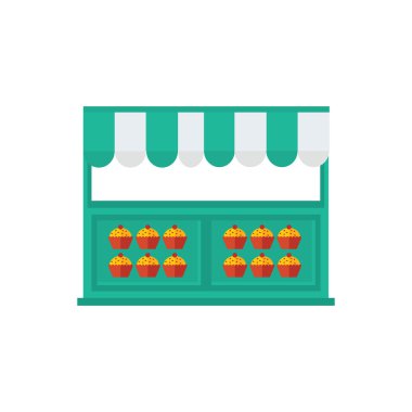 Kek Dükkanı karikatür yeşil, turuncu renk