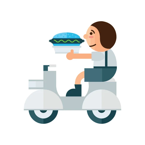 Man Delivery sandwich icon   green, blue color — Stock Vector