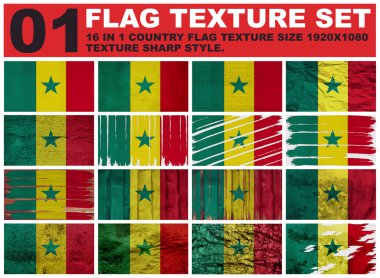 senegal Bayrak doku seti çözünürlük 1920x1080 piksel 16 in 1