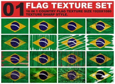 brazil Flag texture set resolution 1920x1080 pixel 16 in 1