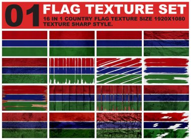 gambiya Bayrak doku seti çözünürlük 1920x1080 piksel 16 in 1