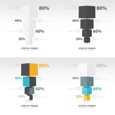  Infographic şablonu durumu 3d tower ayarla