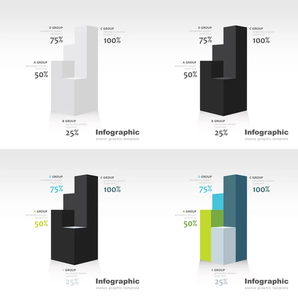 3D infographic mall teckensnitt Visa uppsättningar — Stock vektor