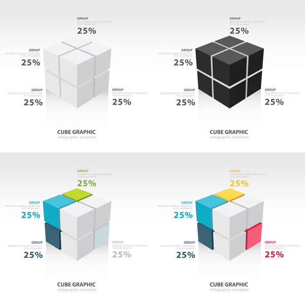 Conjunto de modelo infográfico cubo —  Vetores de Stock