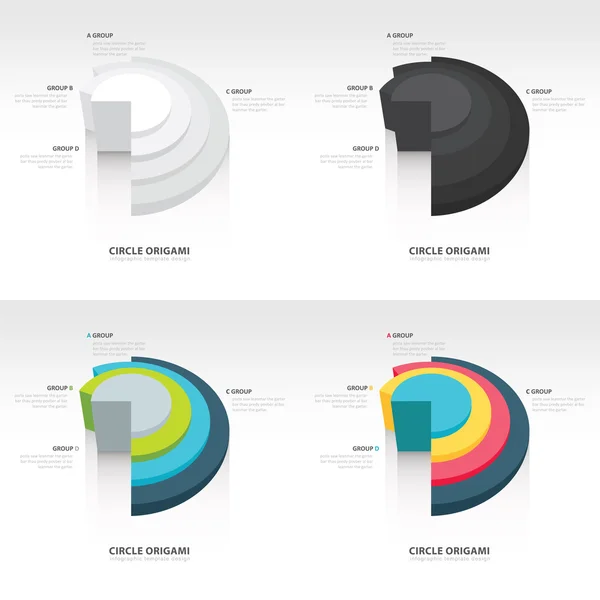 Affärer infographics cirkel origami Formatuppsättning — Stock vektor