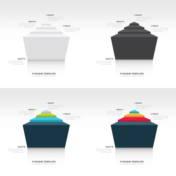 Conjunto de diseño de plantilla de infografía piramidal — Vector de stock