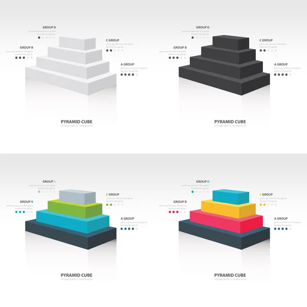 Conjunto de vista lateral infografía cubo pirámide — Archivo Imágenes Vectoriales