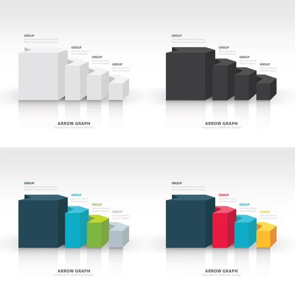 3D-Pfeil Treppe Diagramm Geschäftsschritt gesetzt — Stockvektor