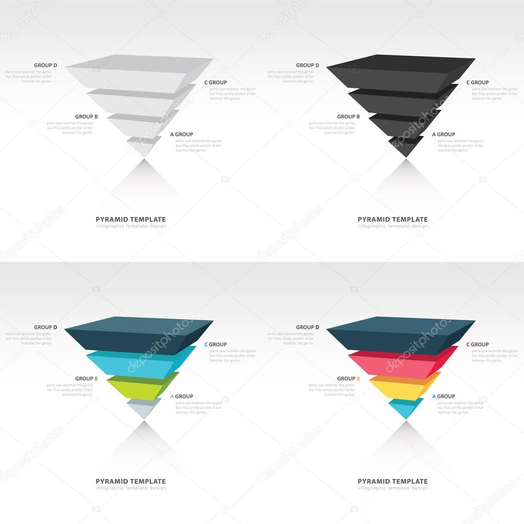pyramid upside down infographic template set