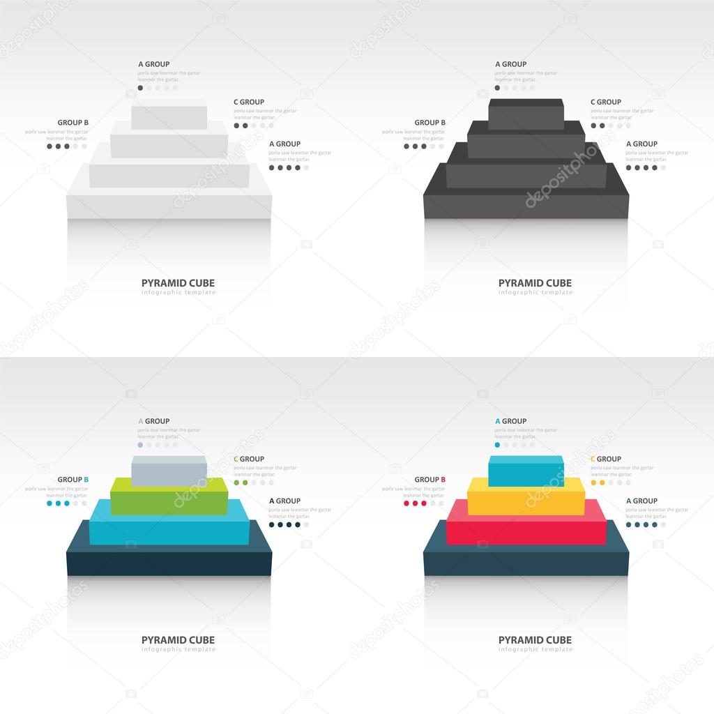Business Infographics pyramid cube set