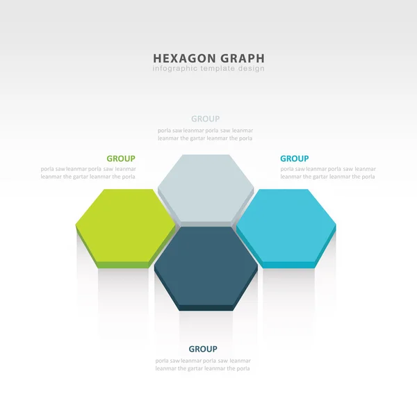 Vector abstracto 3d hexagonal papel elementos infográficos 4 color — Vector de stock