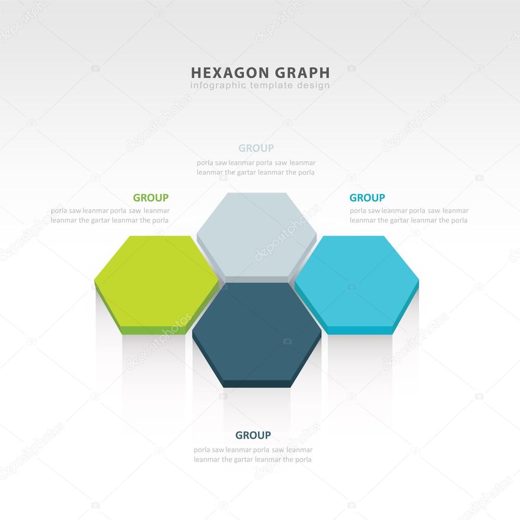 Vector abstract 3d hexagonal paper infographic elements 4 color