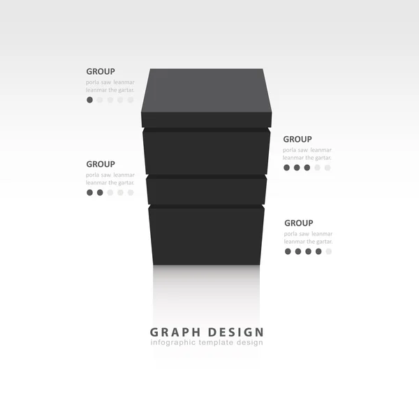 3D-kubus vector sjabloon voor infographic zwarte stijl — Stockvector