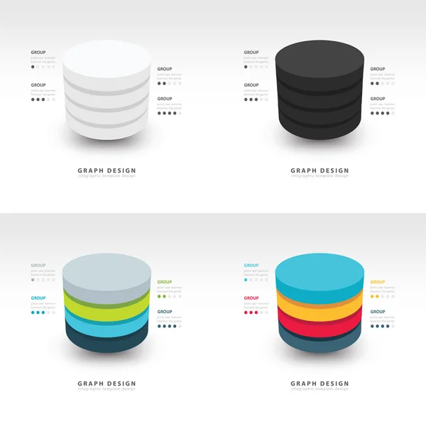 Modelo de infográficos modernos conjunto de vetor de cilindro —  Vetores de Stock