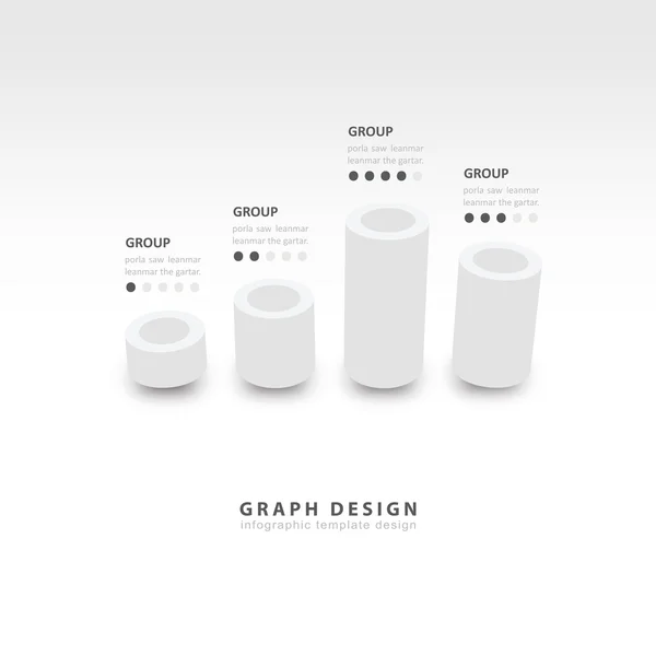 Vector cylinder infographic 3d graph template white color — Stock Vector