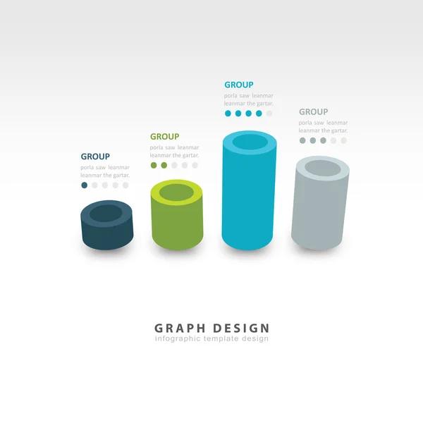 Vetor cilindro infográfico 3d gráfico modelo de gráfico 4 cores —  Vetores de Stock