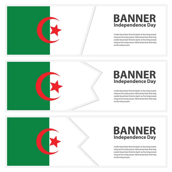 Cezayir bayrağı afiş koleksiyonu Bağımsızlık günü — Stok Vektör