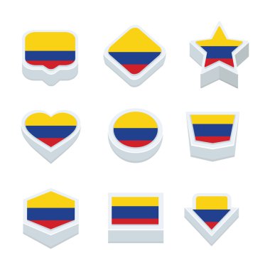 Kolombiya simgeler bayraklar ve düğme dokuz stilleri ayarlama