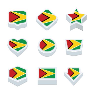 Guyana simgeler bayraklar ve düğme dokuz stilleri ayarlama