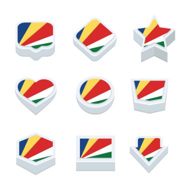 Seyşeller simgeler bayraklar ve düğme dokuz stilleri ayarlama