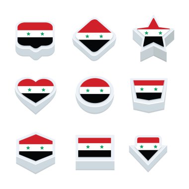 Suriye bayrakları simgeleri ve düğme dokuz stilleri ayarlama