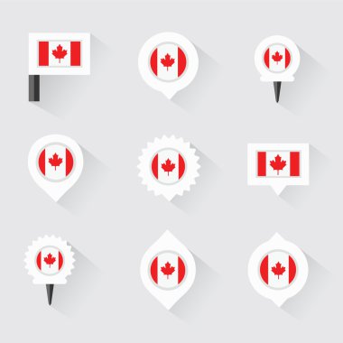 Kanada bayrağı ve pins Infographic ve harita tasarım için