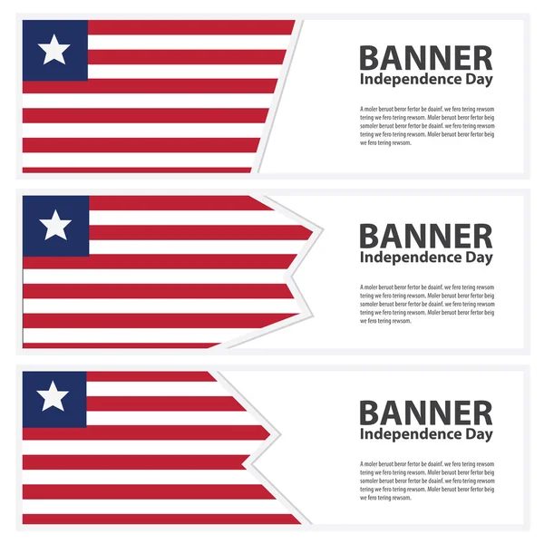 Libéria Bandeira banners coleção independência dia — Vetor de Stock