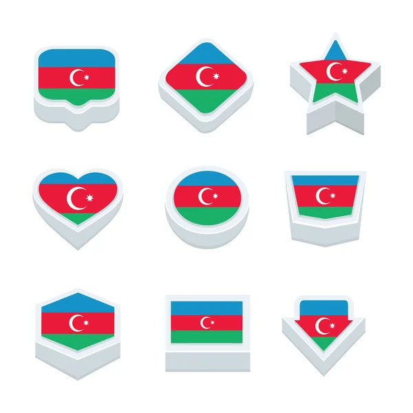 Azerbaijan drapeaux icônes et bouton définir neuf styles — Image vectorielle