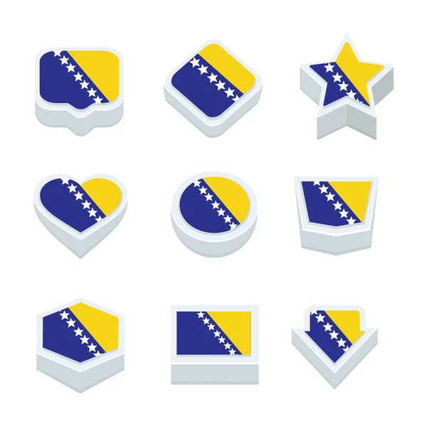 Bosnien und Herzegowina Flaggen Symbole und Tasten setzen neun Stile — Stockvektor