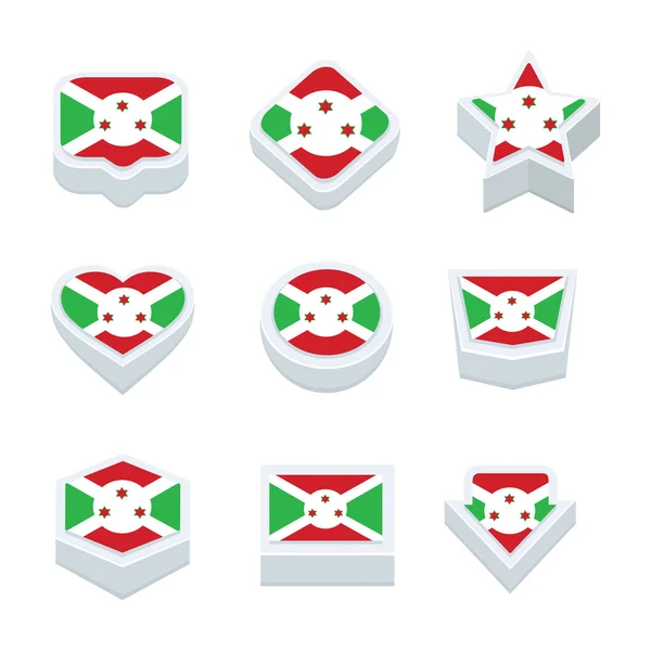 Burundi Flaggen Symbole und Taste setzen neun Stile — Stockvektor