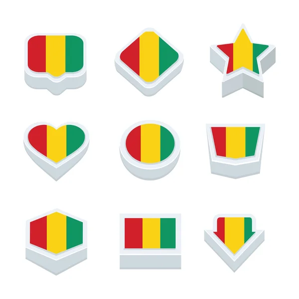 Banderas de Guinea iconos y conjunto de botones nueve estilos — Vector de stock