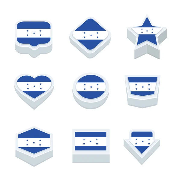 Banderas de honduras iconos y conjunto de botones nueve estilos — Vector de stock