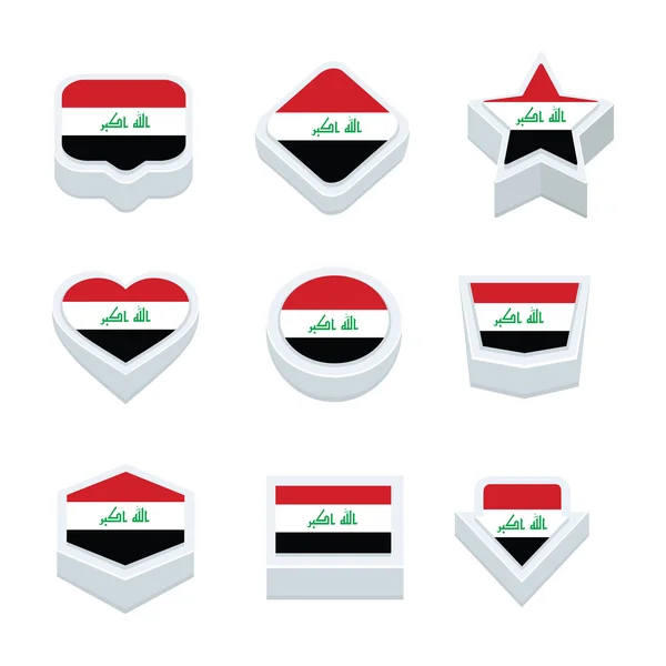 Iraq bandiere icone e pulsante impostare nove stili — Vettoriale Stock