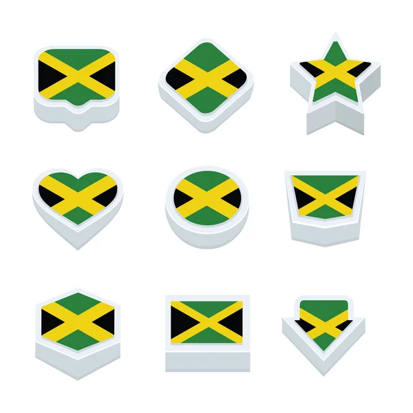 ジャマイカのフラグ アイコンとボタンを 9 つのスタイル設定 — ストックベクタ