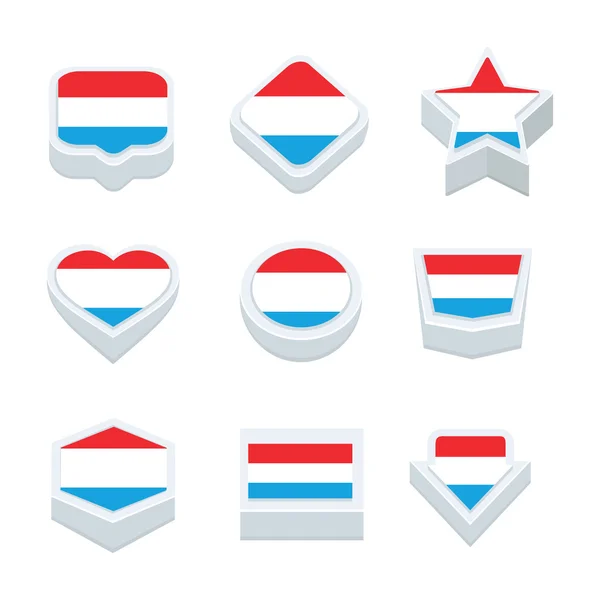 Флаги люксембурга иконки и кнопки набор девяти стилей — стоковый вектор