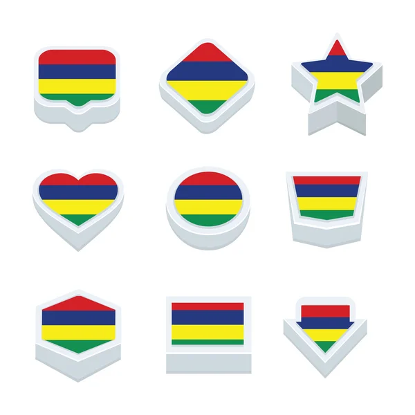 Mauritius flags icons und button set neun styles — Stockvektor