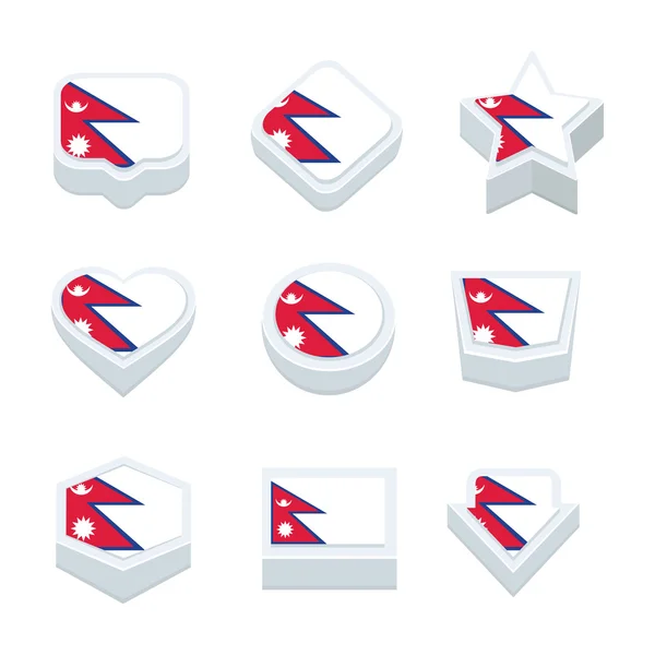 Nepal flags icons und button set neun stilen — Stockvektor