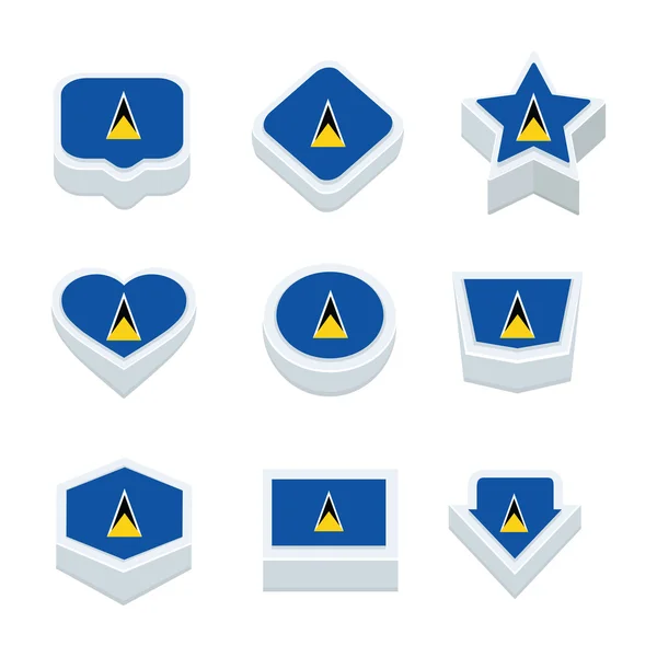 St lucia flags icons und button set neun stilen — Stockvektor