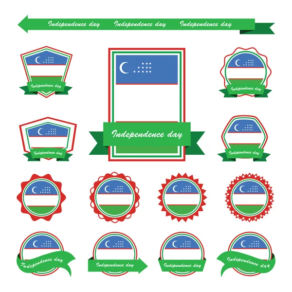 Banderas Día de la Independencia de Uzbekistán diseño infográfico — Vector de stock