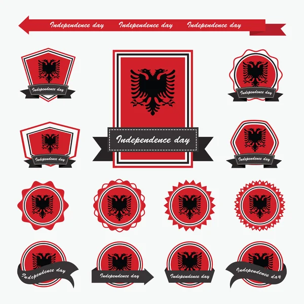 Etiqueta albania independência dia bandeiras infográfico design —  Vetores de Stock