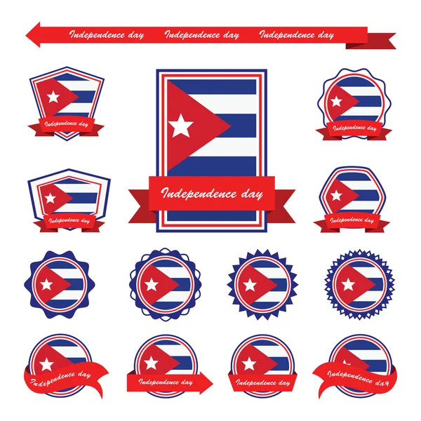 Banderas día independencia cuba diseño infográfico — Vector de stock